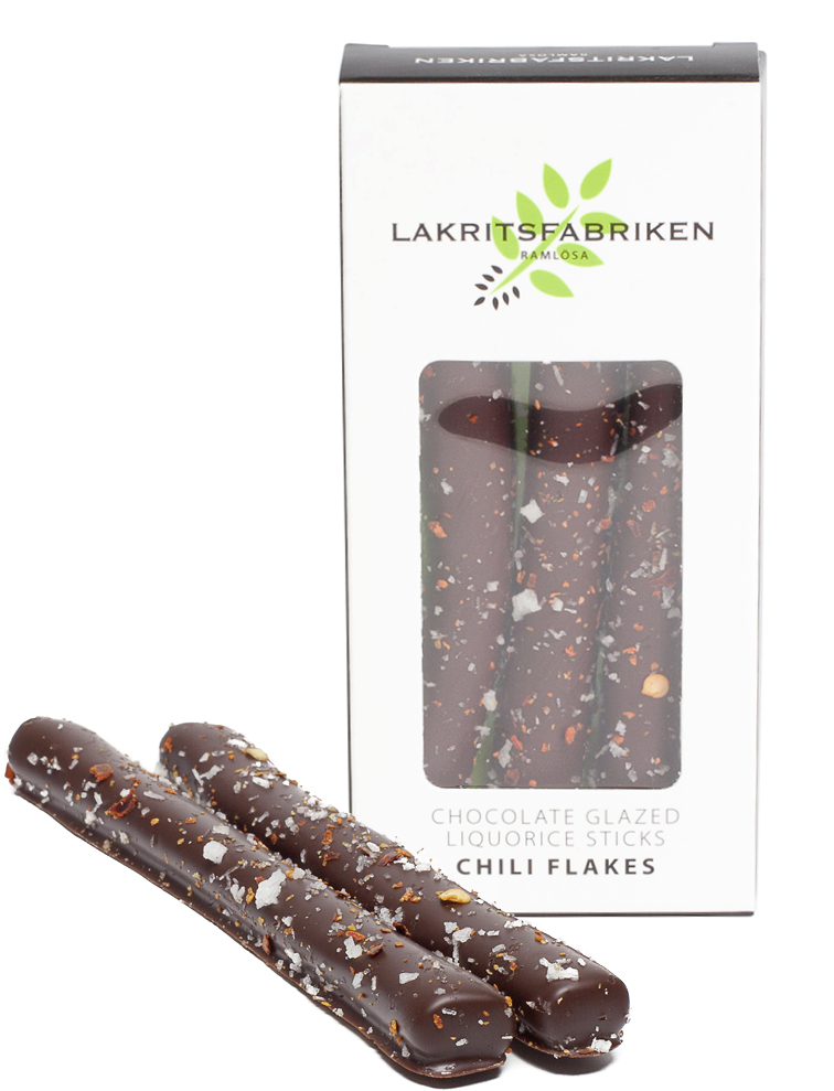 Chocolate Glazed Liquorice Sticks Chili Flakes